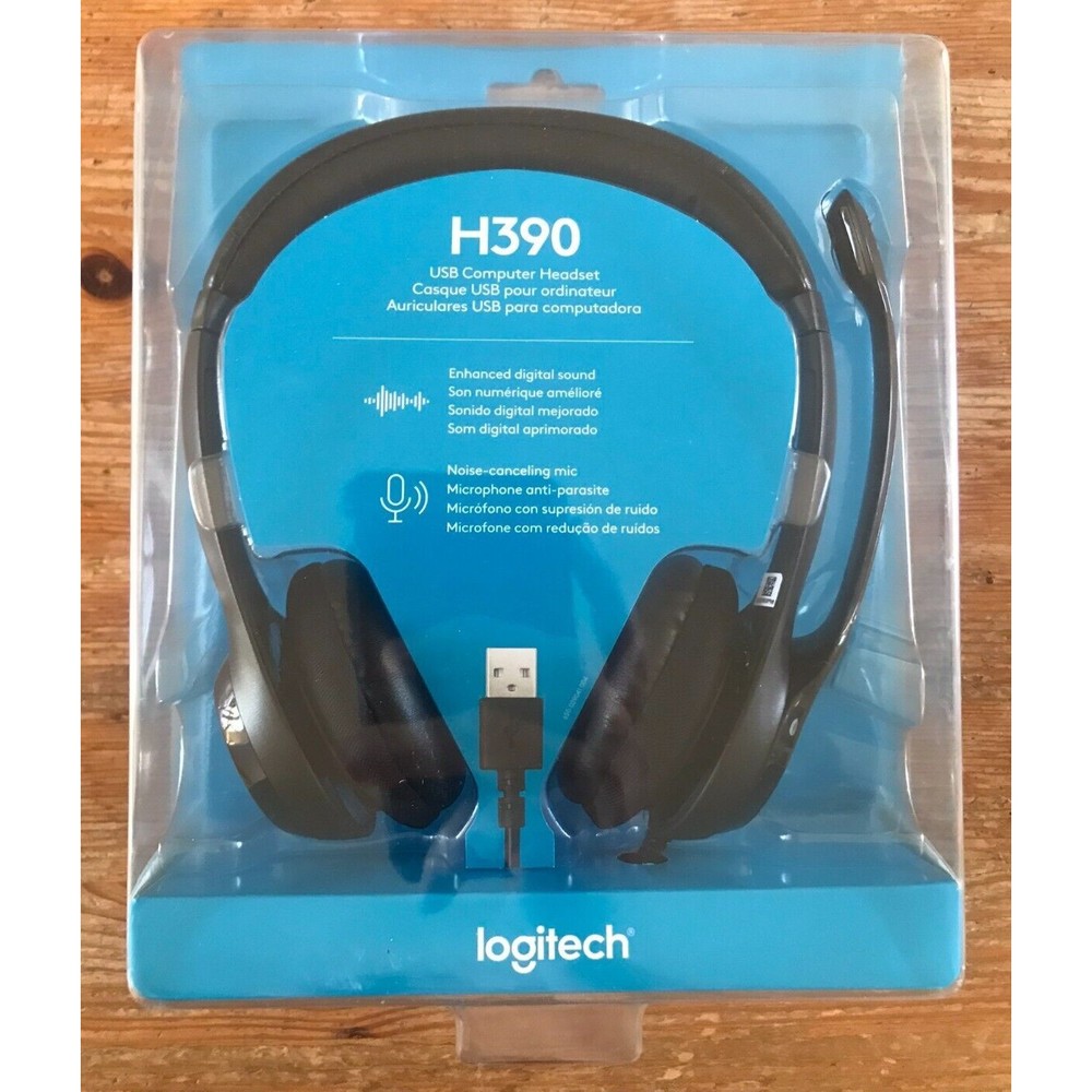 New Logitech H390 USB Computer Headset Noise Cancelling Mic Conference Zoom
